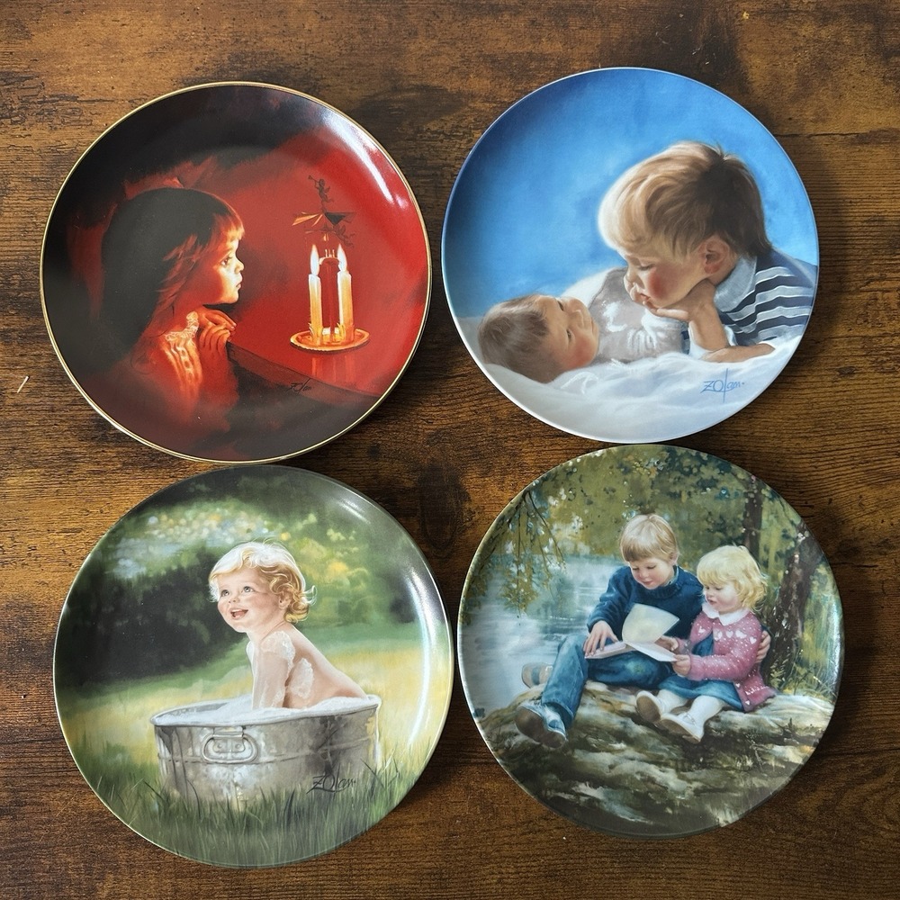 Lots of 4 Vtg Donald Zolan Miniature Collector Plates Children Pemberton Oakes